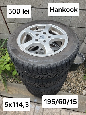 Set 4 jante aliaj 5x114,3 echipate cu anvelope MS 195/60/15