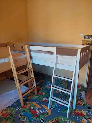 Pat inalt pentru copii,lemn masiv