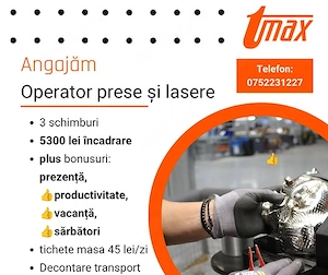 Tmax Sibiu angajeaza operator prese si laser 