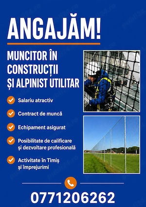 Angajăm muncitor în construcții și alpinist utilitar
