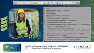  Angajam controlori de calitate in Timisoara