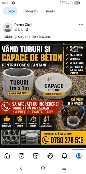 tuburi si capace de vanzare pentru fose .fantani.wc.etc