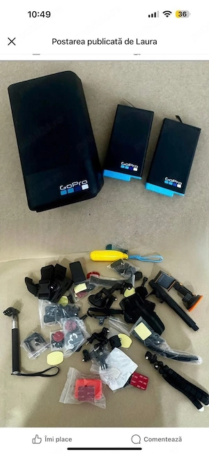 Acumulator GoPro Dual Battery Charger + Accesorii prindere Go Pro.