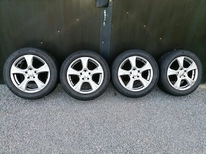 4 ROȚI 17": Jante aliaj 114.3 x 5 prezoane / D central 67.1 mm / ET 38 + anvelope noi all season - imagine 6