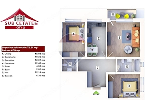 Apartament 3 camere -  Subcetate City 2 - imagine 13
