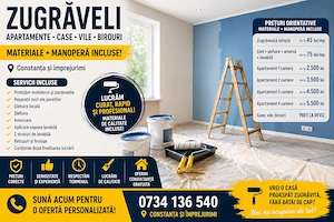 Oferim zugrăveli profesionale materiale + manopera