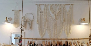 Decoratiune handmade de perete, din macrame, Boho