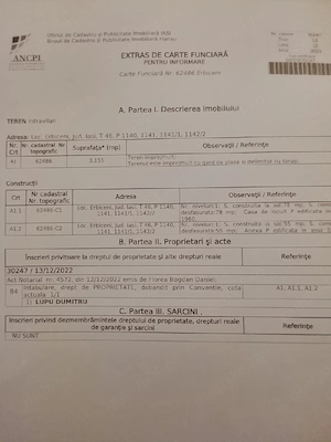 Vând teren intravilan intabulat cu casa bătrânească