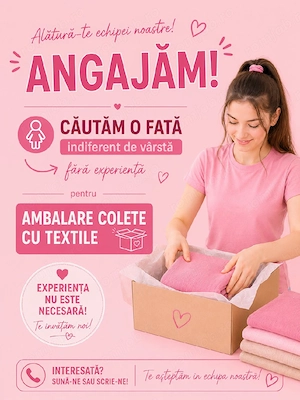 Elevă sau studentă pentru ambalare colete textile 