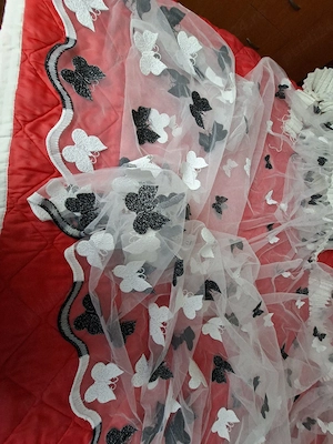 Perdele tulle cu fluturi 3D, 2 buc.