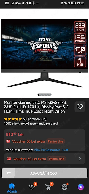 Monitor gaming 170hz 1ms msi g2422