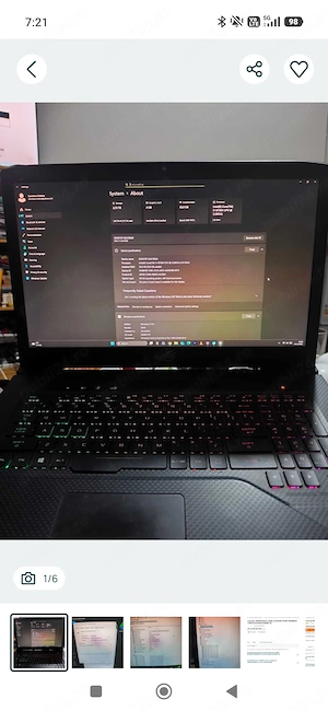 Vând sau Schimb Leptop Gaming Asus Rog Strix GL703GE 17 Inci