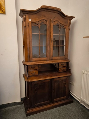 Magnifică vitrină-secretar din lemn masiv Vintage