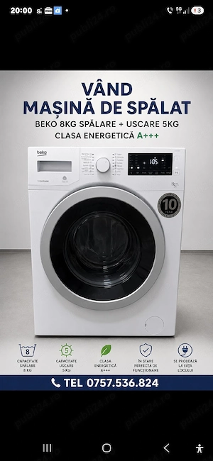 vand masina de spalat Beko 8kg plus 5kg uscator 