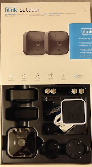 Set 2 camere supraveghere Exterior, Blink Wireless, HD, senzor de miscare, nightvision