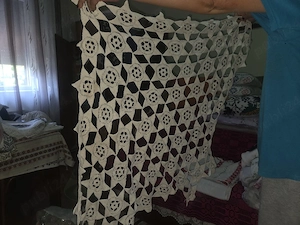 Față de masă macrame vintage   Mileu mare bumbac lucrat manual