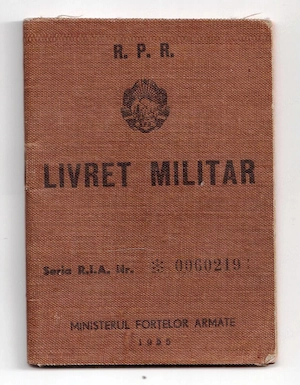 livret militar 1955 sublocotenet rpr r.p.r  ministerul fortelor armate cu poza barbat