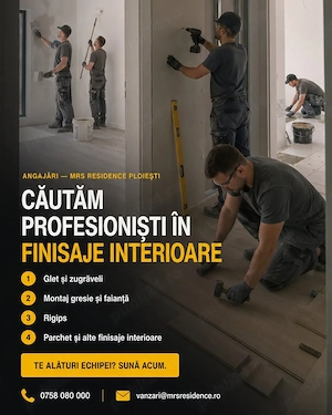 Căutăm meseriași pentru finisaje interioare