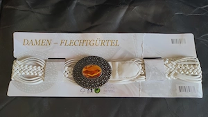 Vand curea din piele alba cu pafta