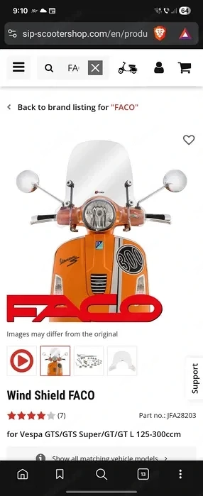 Parbriz Vespa Faco transparent mediu nou