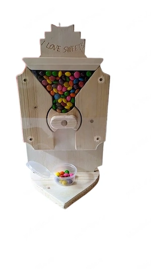 Dozator bomboane mici. Rustic , Lemn natur, Handmade. 