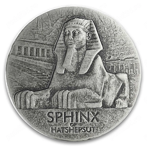 moneda de argint 5 OZ. "Egyptian Relics Sphinx of Hatshepsut" de vânzare