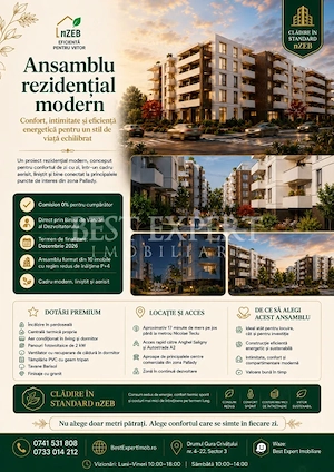 4 Camere pentru Familie | 96,93 mp Total | 2 Băi | Comision 0%