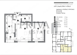 Apartament 2 camere, bucatarie inchisa, etaj 1, parcare - imagine 20