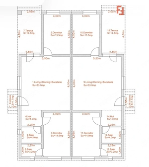 Duplex cu 3 camere | 350 mp teren | Sacalaz - imagine 2