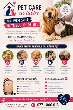 Pet sitter ! Îngrijire animale la domiciliu 