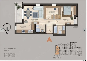 Apartament 3 camere Citta Rezidential Park + Loc Parcare + boxa - imagine 10