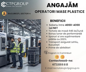Angajam Operator Mase Plastice - Masini de Injectie - Sector 4