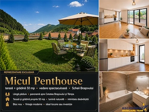 Priveliste de vis din MIcul Penthouse, terasa + gradina 50 mp, Cetatea Brasov
