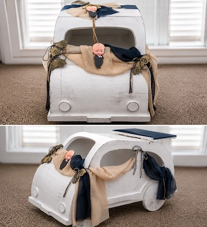 Cutie din lemn handmade pentru botez