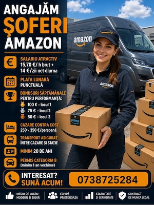 Angajăm Șoferi Livratori la Amazon