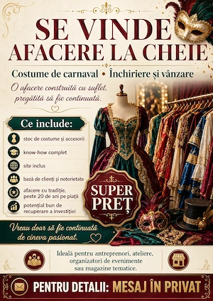 Afacere la cheie de vânzare   costume carnaval, site, stoc și know-how