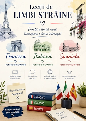 Limba franceză, italiană și spaniolă pentru începători