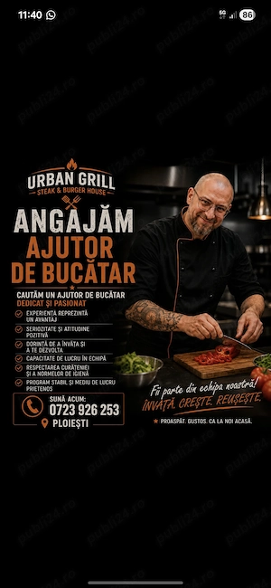  Angajăm ajutor de bucătar  PLOIEȘTI  