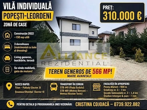 Vila Individuala 566 mp Popesti Mobilata si Utilata