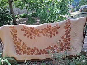 Pătură pat vintage din lână naturală 100%