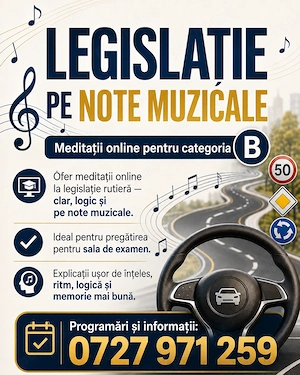 Meditații online legislație rutieră categoria B   pe note muzicale