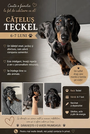 Donăm teckel 7 luni arlechin , rasa pură 