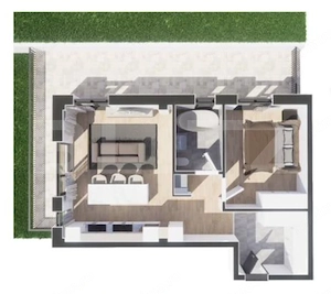 Apartament 2 camere, 55 mp, terasa 34 mp, bloc nou, mobilat și utila, Baciu