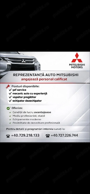 Angajări reprezentanță auto