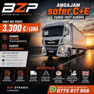 	Angajam Soferi profesionisti C+E - peste 3300 eur luna