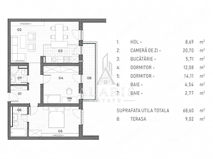 Apartament cu 2 camere, open space, in Braytim - imagine 8