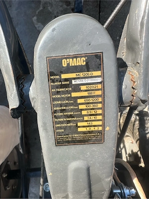     Motocultor O-MAC MC120E-D, motor 188F, 12 CP, fabricat în 2021. * Remorcă RURIS cu obloane metal - imagine 2