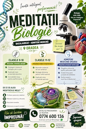 Meditații biologie - Oradea ( bacalaureat și admitere medicină) 