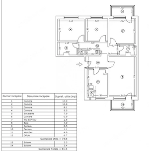 Apartament cu 4 camere | 81,5 mp | 2 bai | 2 Balcoane | Dunavat 14 | De Renovat  - imagine 7