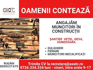Angajăm muncitori în construcții zona Deva